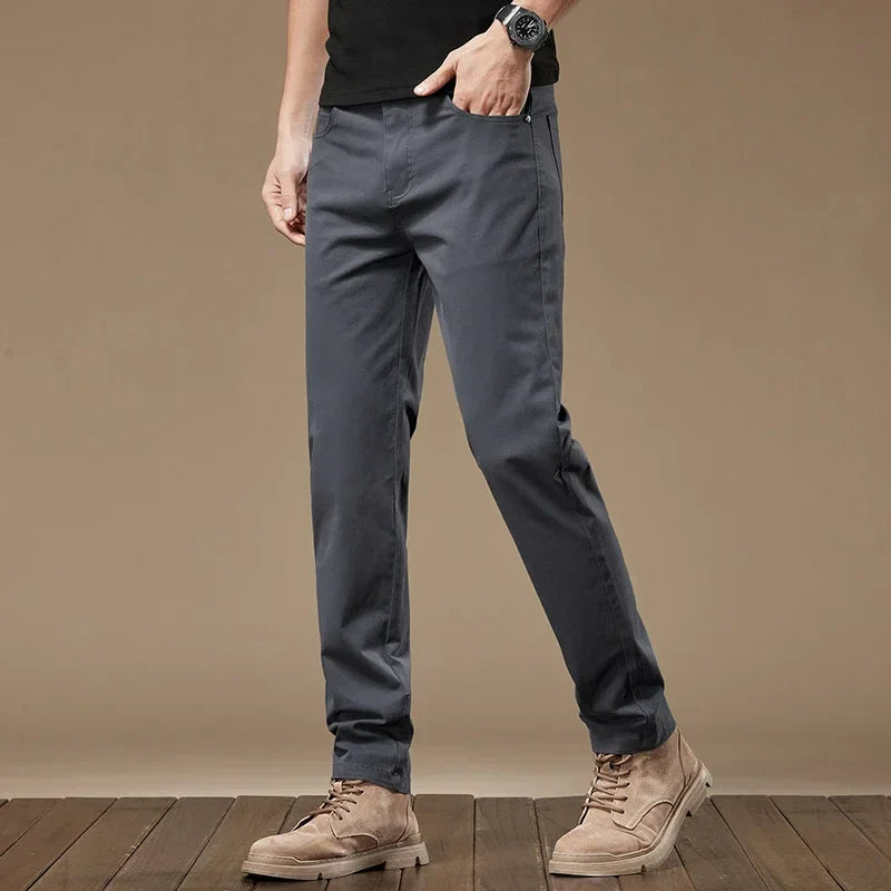 2024 New Autumn Men's Business Casual Trousers Work Pants Male Formal Dress Pants Straight Men's Clothes Black Gray Apricot