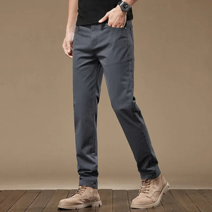 2024 New Autumn Men's Business Casual Trousers Work Pants Male Formal Dress Pants Straight Men's Clothes Black Gray Apricot