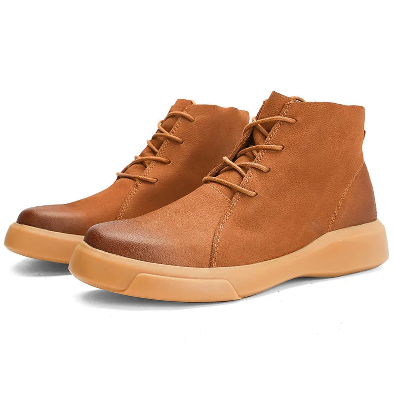 Men's Chelsea Cotton Boots Winter Men's Genuine Leather Shoes High Top Men Plush Sapato Social Masculino Zapatos Para Hombres