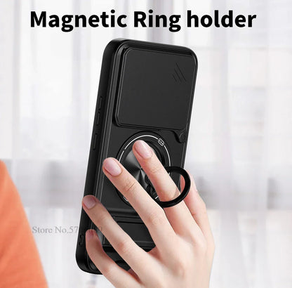 15T/15T Pro Armor Case For Xiaomi 15T Pro Case Shockproof Slide Lens Protector Phone Cover For Xiaomi 15T Case Fundas With Ring
