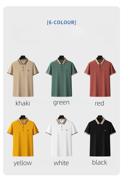 2025 New Summer Men's Business Leisure High end Fashion Boutique Embroidery Original Design Top Short sleeved Polo Shirt