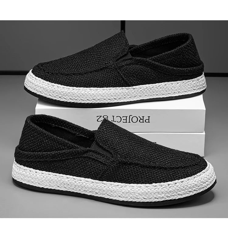 Summer Casual Loafers Men Breathable Slip On Urban Shoes Men Classic Linen Canvas Sneakers Male Light Flats Lazy Shoes Cheap