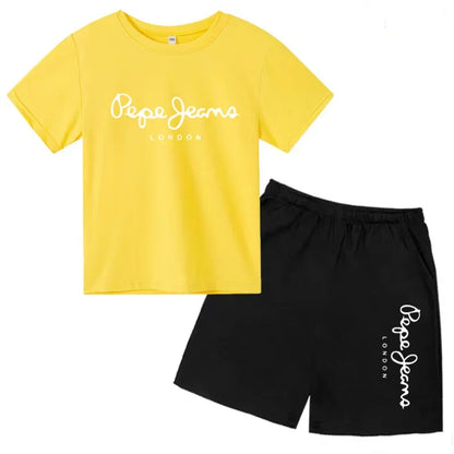 Kids Summer T-shirt Boys Girls Toddler Clothes Charming Letter Print 3-12Y Short Sleevd + Shorts Sports Brand Fashion Casual Set