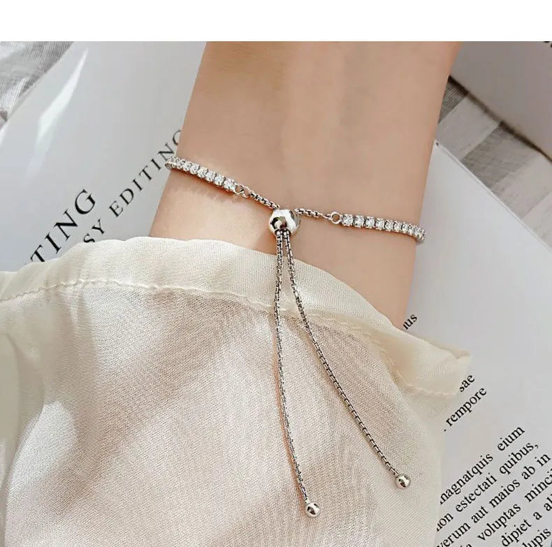 Full 2mm Moissanite Diamond Tennis Bracelet for Woman Man Certified s925 Silver Plated 18K Adjustable Link Chain Bracelets