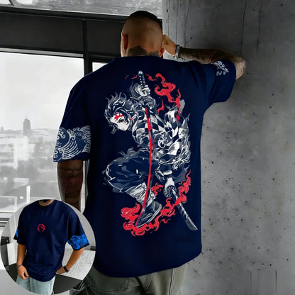 Camiseta Demon Slayer Anime Manga Curta Masculina Feminina Algodão Streetwear Casual Tops Verão Oversized Fashion Y2k Unissex