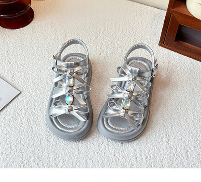 Girl Sandals Summer New Kids Fashion Hollow-out Causal Shoes Princess Versatile Sweet Bowknot Children Open-toe Beach Sandals