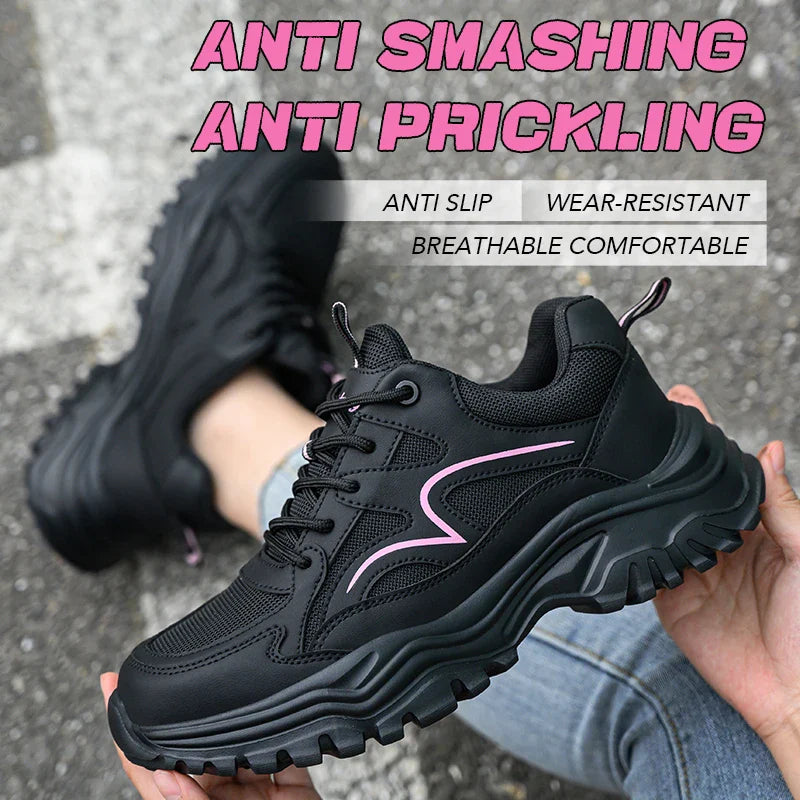 New Fashion Women Safety Shoes For Work Safety Boots Breathable Steel Toe Puncture Proof Sport Work Sneakers Slip-resistant