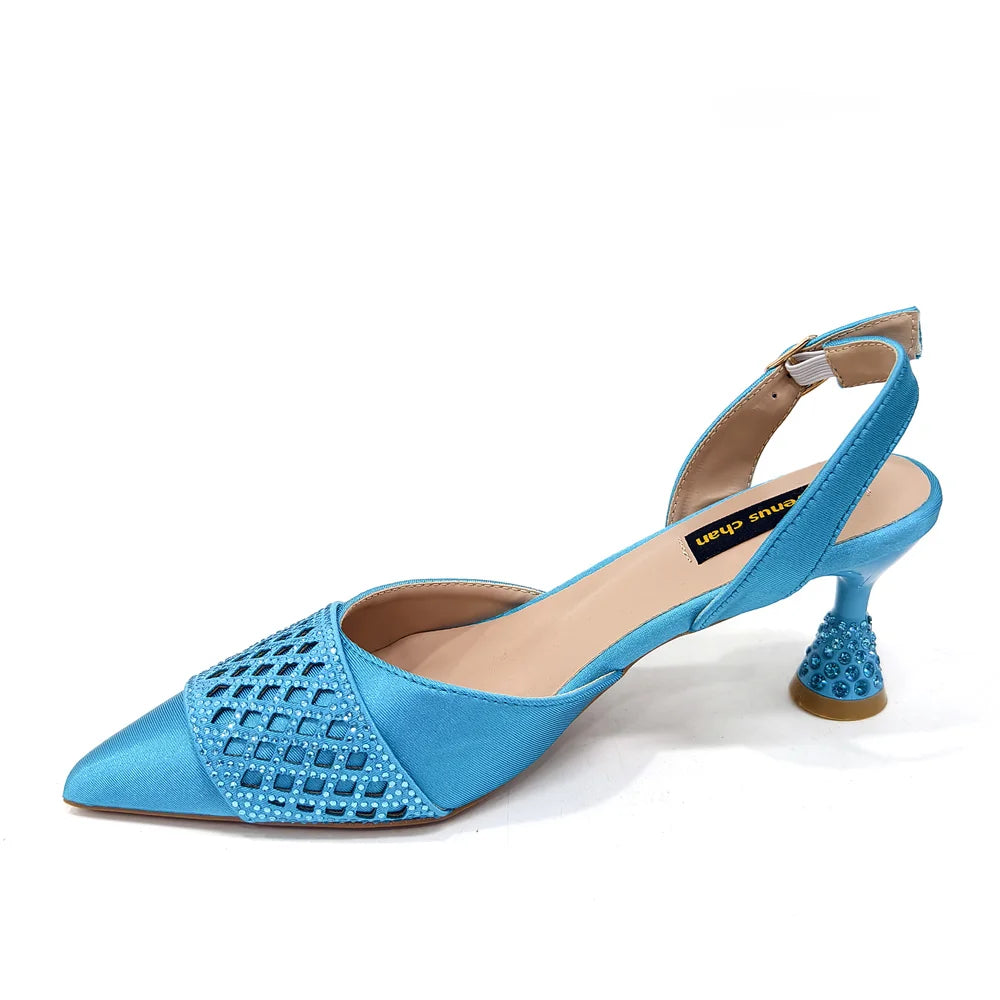 Elegant Nigerian Women’s Wine Colour Heeled Shoes and Rhinestone Handbag Set – Italian Design for Parties and Weddings
