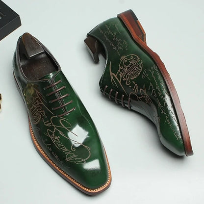 New Patent Leather Mens Formal Shoes Luxury Handmade Comfortable Genuine Leather Designer Green Blue Wedding Social Shoes Man