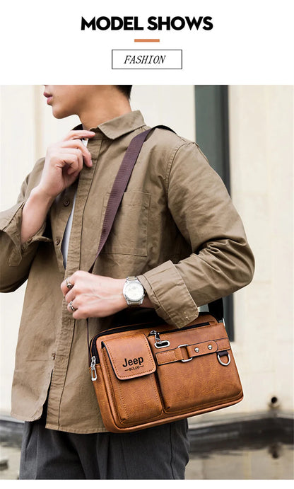 Multi-function Business Handbags Men New Man's Shoulder Bags Large Capacity Leather Messenger Bag Crossbody Big Brand