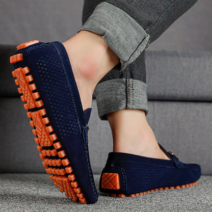 Mens Casual Shoes Genuine Leather Man Loafers Slip on Flats Lightweight Mens Driving Shoes Lazy Shoes