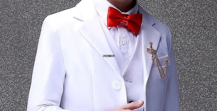 Flower Boys White Baptism Suit Kid Wedding Party Photograph Set Teenager Birthday Tuxedo Dress Children Graduation Stage Costume