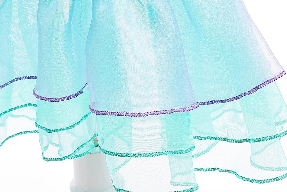 Ariel Cosplay Princess Costume Kids Cartoon Printed Dress Girls Halloween Children Carnival Birthday Party Clothes