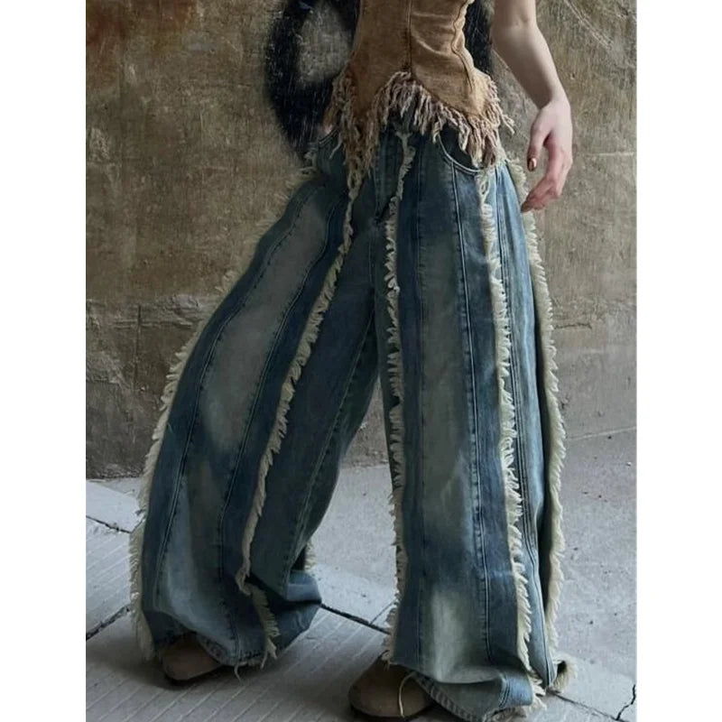 Womens Jeans High Waist Vintage Straight Baggy Pants