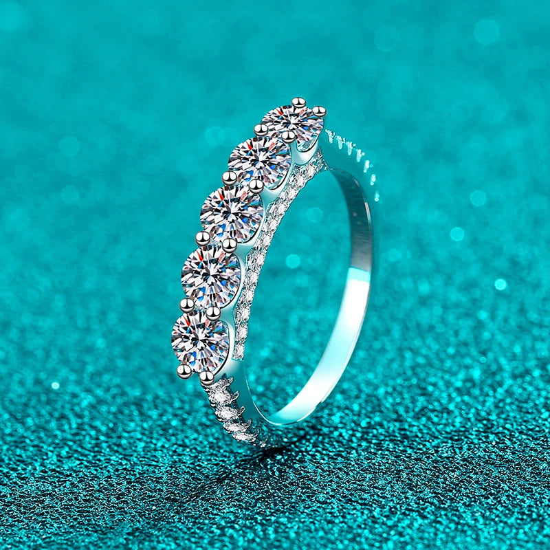 4mm Moissanite Ring 925 Sterling Sliver Solid with White Gold Plated Eternity Band Wedding Engagement Rings For Women