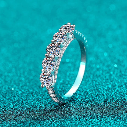 4mm Moissanite Ring 925 Sterling Sliver Solid with White Gold Plated Eternity Band Wedding Engagement Rings For Women