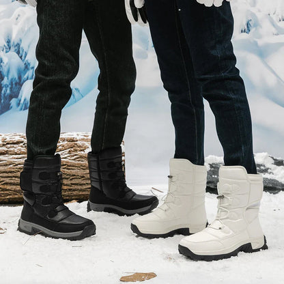 New Winter Men's Shoes Warm Plush Men's Boots High Top Couple Snow Boots Winter Outdoor Anti-Slip Ankle Boots Work Casual Boots