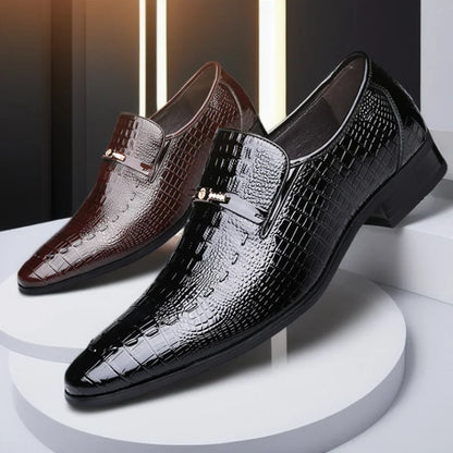 Classic Dress Shoes for Men Leather Shoes PU Crocodile Business Casual Formal Sneakers Plus Size Office Wedding Party Oxfords