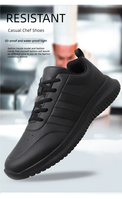 Chef shoes four season soft-sole anti-slip oil-proof waterproof portable kitchen work shoes fashion plus size casual men's shoes