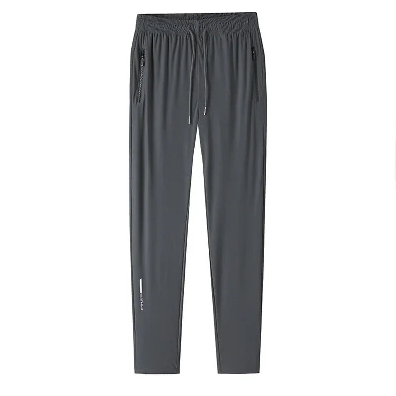 Ice Silk Long Pants for Men's Summer Quick Drying Loose Straight Leg Pants Elasticity Sports Leggings Casual Pants Men's Pants
