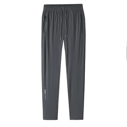 Ice Silk Long Pants for Men's Summer Quick Drying Loose Straight Leg Pants Elasticity Sports Leggings Casual Pants Men's Pants