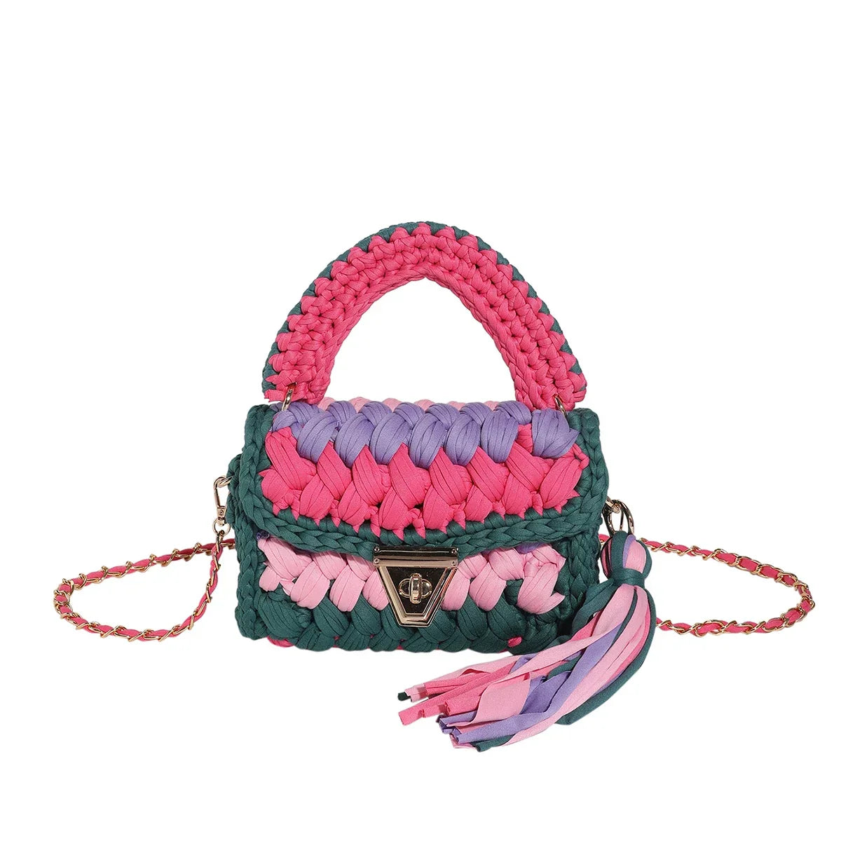Women Handbag Woven Bag Knitted Shoulder Bag Chunky Knit Bag Crochet Top Handle Bag Lady Shopper Gifts