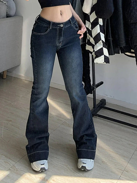 Y2K High Street Low Rise Jeans Blue Women Pants