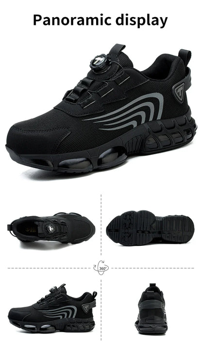 Rotary button New safety shoes Men's anti-smash anti-puncture work shoes Fashion men's sneakers Safety boots