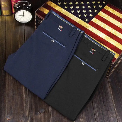 Men's Summer Fashion Business Casual Long Pants Suit Pants Male Elastic Straight Formal Brand Trousers Plus Big Size 28-40