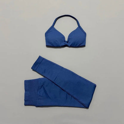 2 Pcs Seamless Yoga Sports Set for Women Resistant Backless Bra Pilates Fitness Workout Running Leggings Gym Suit