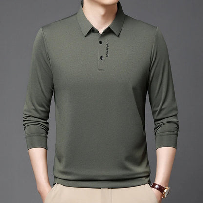 Polo Shirt Men's Spring and Autumn 2024 New Long Sleeved T-shirt Men's Business Casual Inner Top Base Shirt