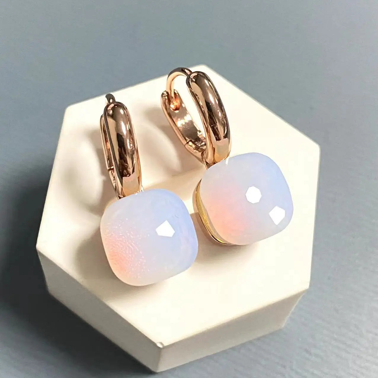 10.6mm Classic Nudo Earrings For Women High Quality Crystal Earrings Square Blue Topaz Earrings Fashion Jewelry Gift