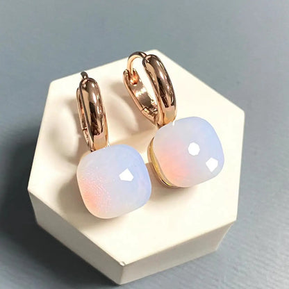 10.6mm Classic Nudo Earrings For Women High Quality Crystal Earrings Square Blue Topaz Earrings Fashion Jewelry Gift