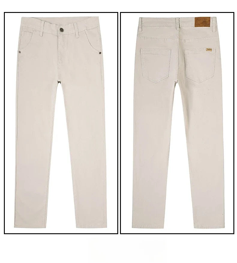 Men's Straight Leg Jeans Slim Fit Stretch Comfort Denim Pants Korean Casual Fashion Minimalist Business Male Daily Trousers