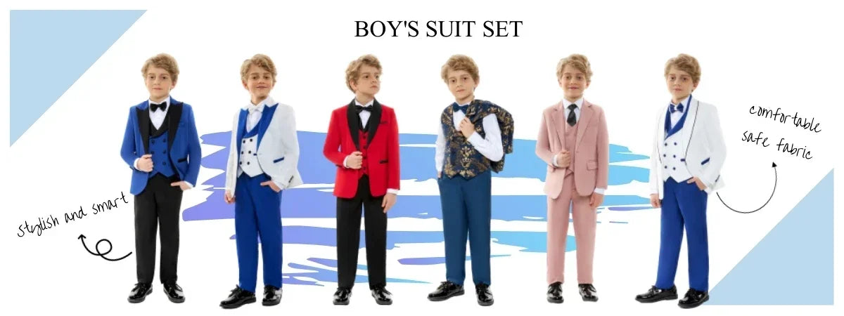 Fast Delivery Boys Slim Fit Suits 4 Pieces Piano Performance Outfit Three Colors Available Comfortable Long Sleeved Suit Set