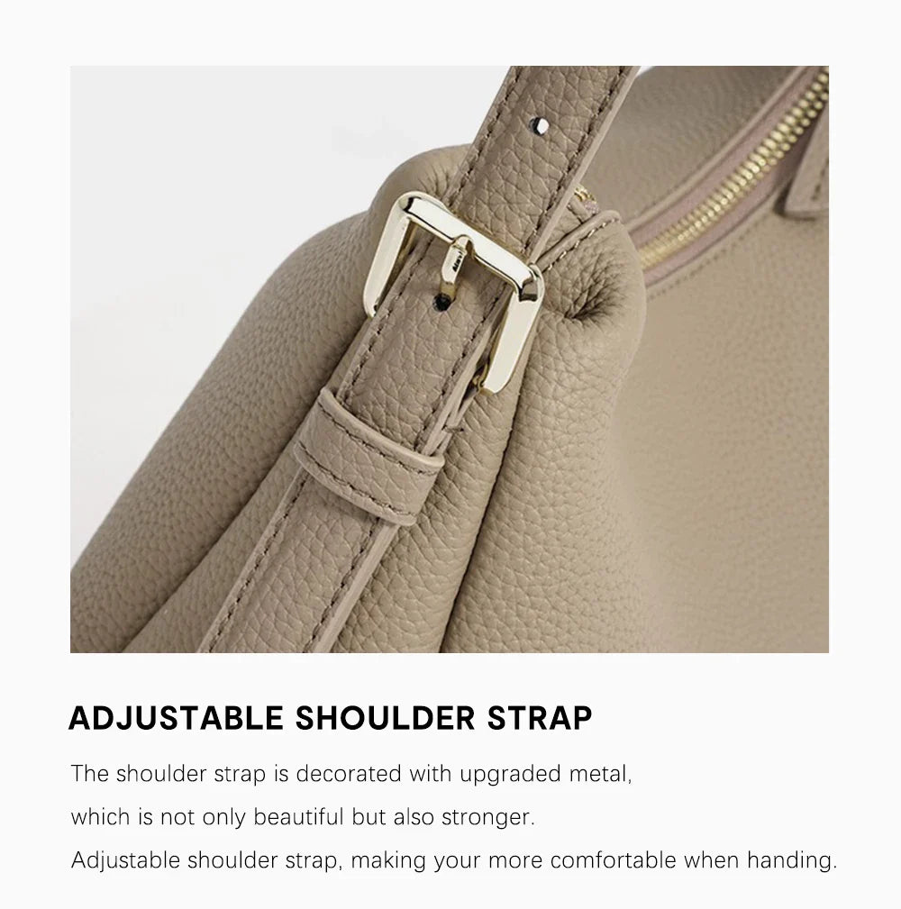 Genuine Leather Satchel Bags For Women Simple Fashion Ladies Underarm Handbag Large Capacity Shoulder Bag 2025 New