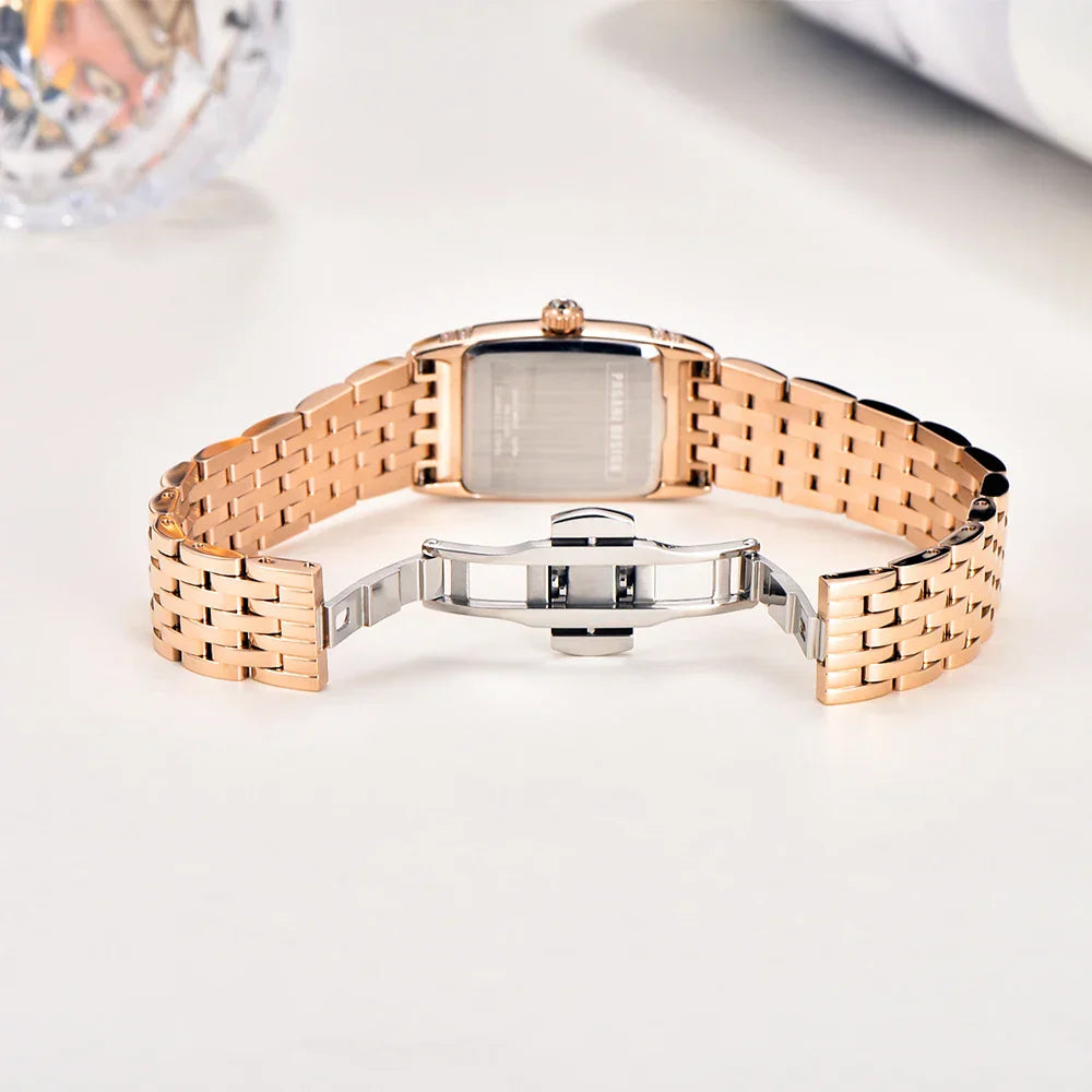 New 22mm Square Women's Quartz Watch Stainless Steel Sapphire Glass 50m Waterproof Women's Quartz Watch