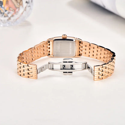New 22mm Square Women's Quartz Watch Stainless Steel Sapphire Glass 50m Waterproof Women's Quartz Watch