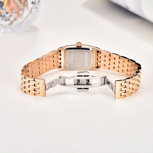New 22mm Square Women's Quartz Watch Stainless Steel Sapphire Glass 50m Waterproof Women's Quartz Watch
