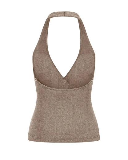 Women's Yoga Suits Camisole Backless Nude Beautiful Back Neck Hanging Bra Flared Pants Fitness Set