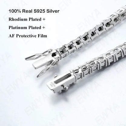 Certified Real 3/4/5/6.5MM Full Black Moissanite Tennis Bracelet for Women Men S925 Silver Link Bracelets Fine Jewelry