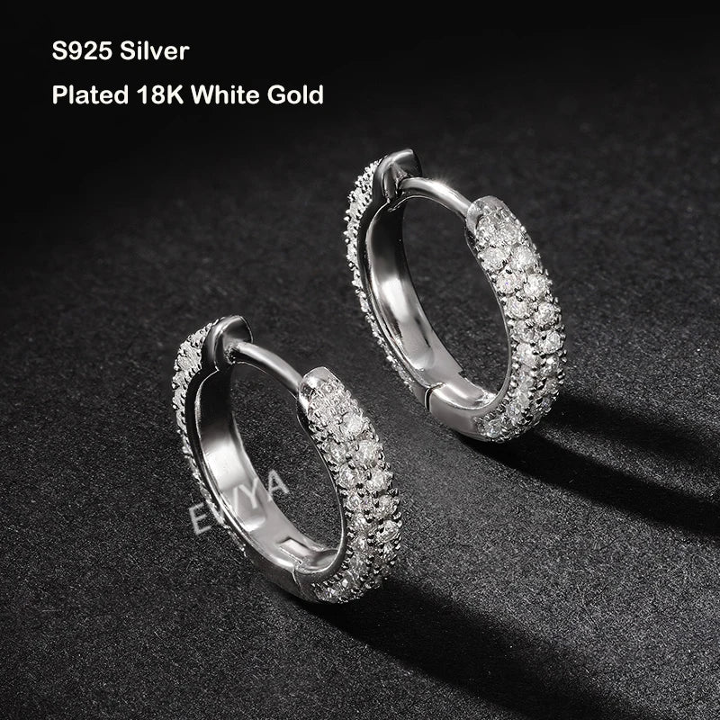 Luxury Designer 0.8cttw D Color Full 1mm Moissanite Hoop Earrings S925 Sterling Silver Earring For Women Party Fine Jewelry