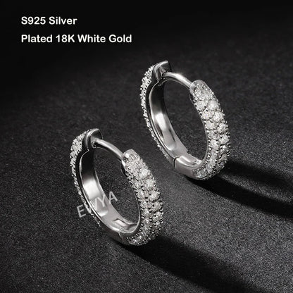 Luxury Designer 0.8cttw D Color Full 1mm Moissanite Hoop Earrings S925 Sterling Silver Earring For Women Party Fine Jewelry