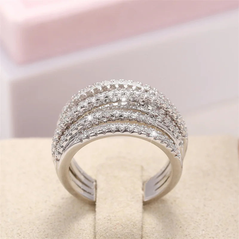 Luxury Cross Design Rings Full Paved CZ Stone Modern Fashion Sparkling Women's Rings Wedding Bands Jewelry Drop Shipping