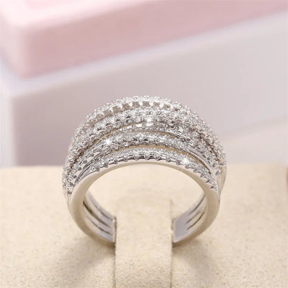 Luxury Cross Design Rings Full Paved CZ Stone Modern Fashion Sparkling Women's Rings Wedding Bands Jewelry Drop Shipping