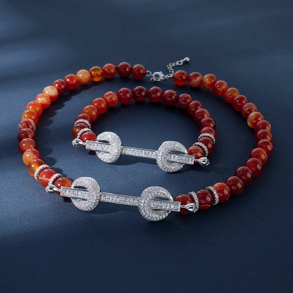 015810 Beaded Choker for Women Color Natural Stone Necklace Set Daily Wear Ceremony Engament Cocktail Party Jewelry Accessories
