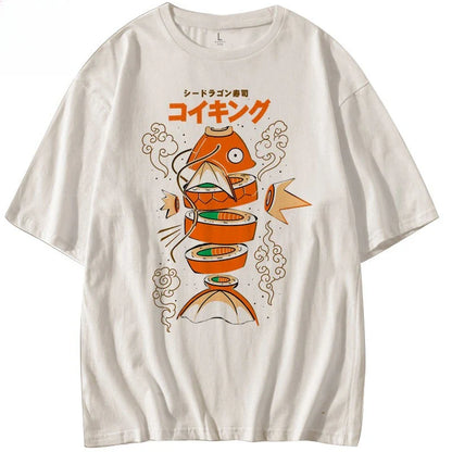 King Carp Magikarp Sushi Sashimi Short Sleeve T-Shirt Loose Men's and Women's Summer Trend Top Clothing