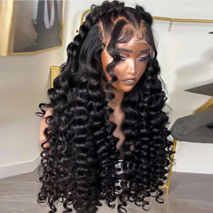 13x6 HD Lace Loose Deep Wave Frontal Wigs 40 42 Inch Deep Curly Lace Front Human Hair Wigs Preplucked Glueless Wig Human Hair