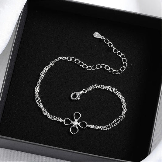 Flower Adjustable All Moissanite Bracelets for Women Girls Gift Dainty Jewelry Lab Diamond Chain Pure S925 Silver Bangle