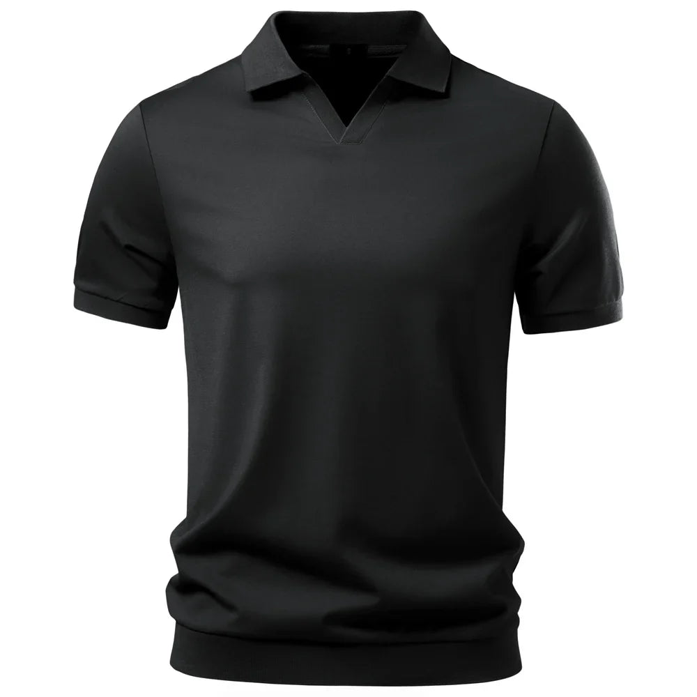 Men's Breathable Silky Polo Shirt Solid Color Soft Skin-Friendly Casual Cool Old Money Style Male Polo Shirts